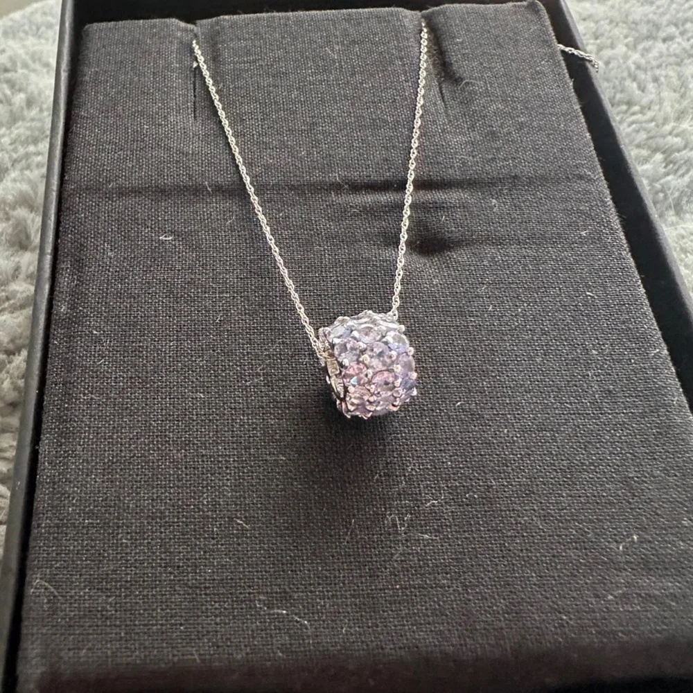 14k White Gold Tanzanite Pendant Bead & “18.25 Inch Chain